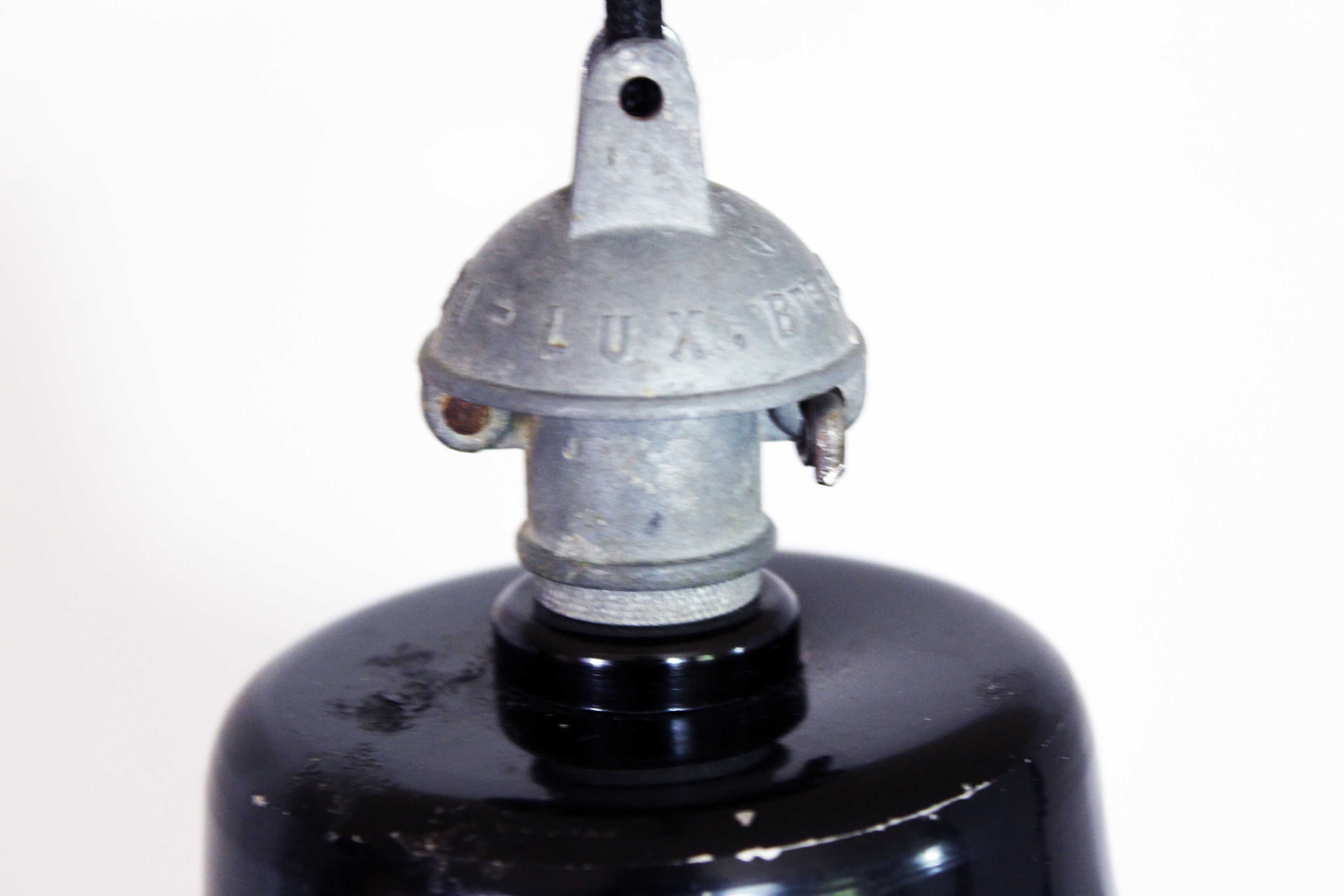 Black enamelled metal suspension, industrial lamp