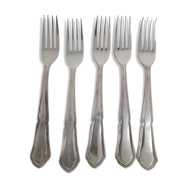 Set de 5 petites fourchettes en argent métal vintage
