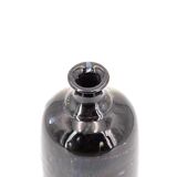 Signed black bottle vase in ceramic, abstract decor