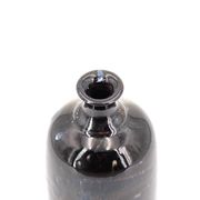 Vase bouteille noir signé en céramique, décor abstrait