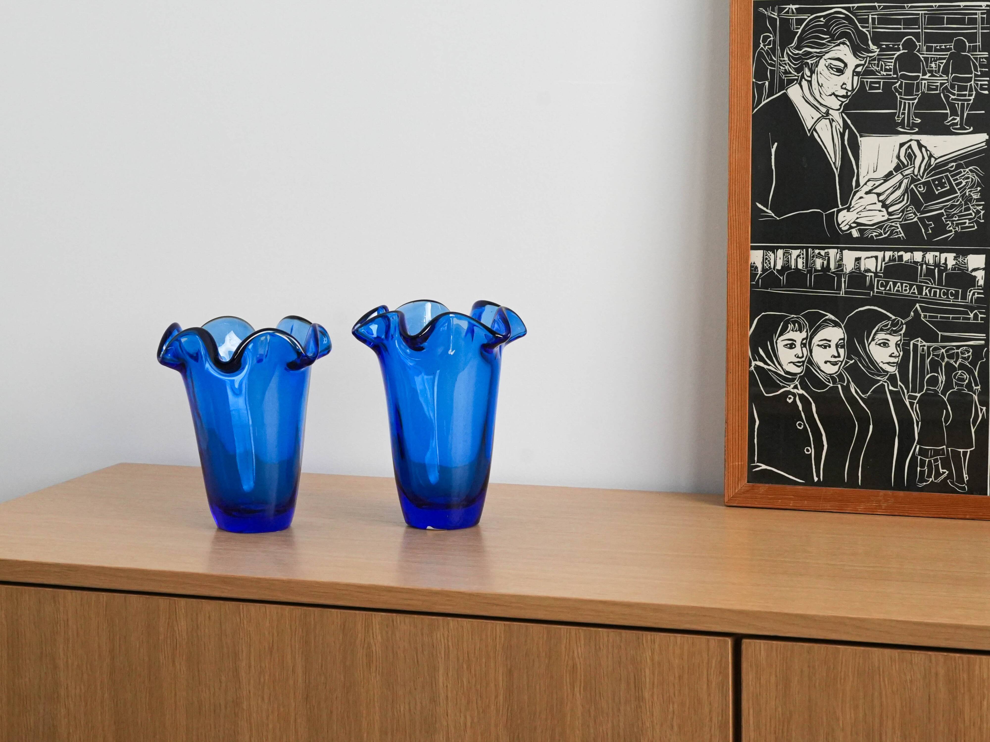 Cobalt glass vase, Danish design, 1970s, made in Denmark