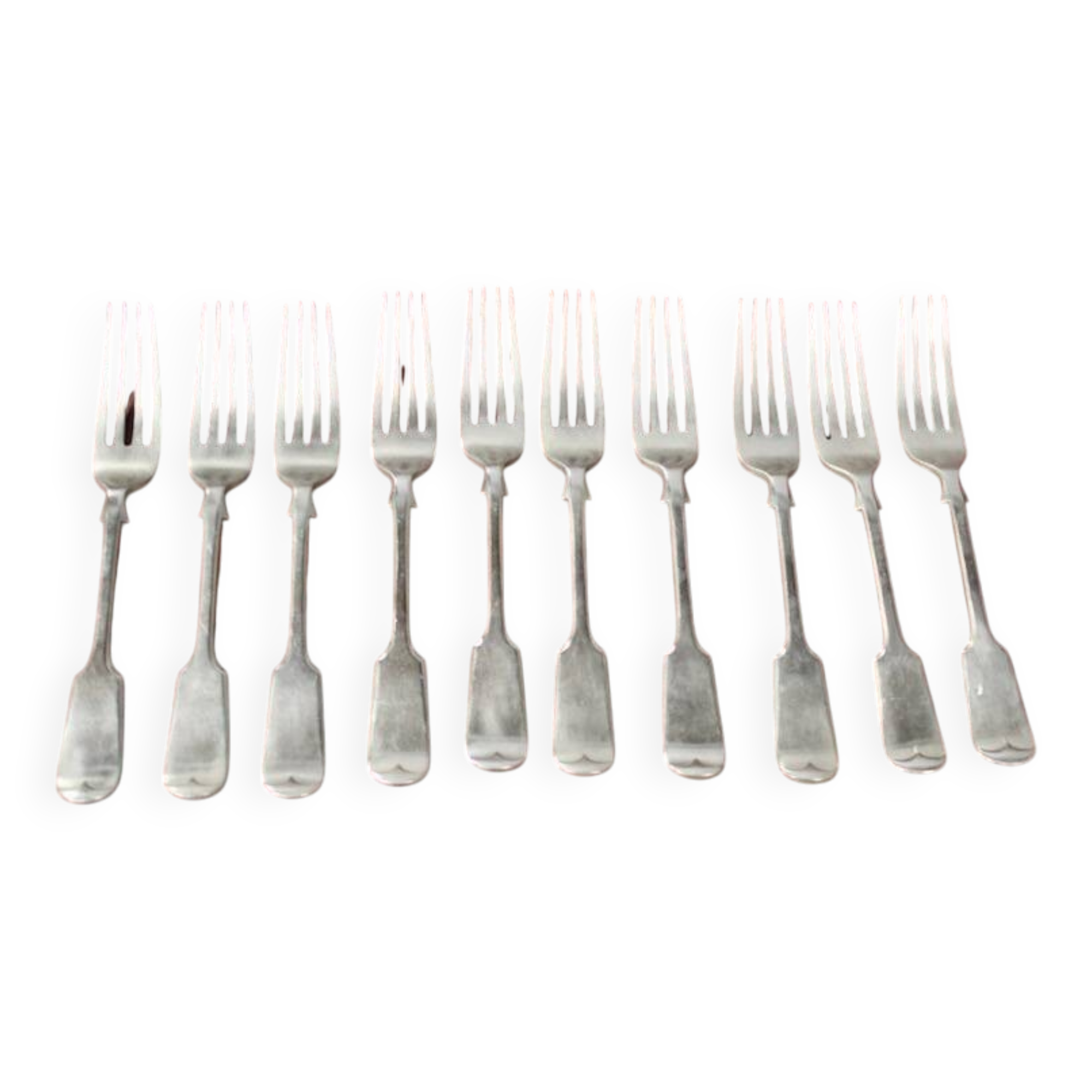 Set of 12 antique Nevada Silver D&A forks