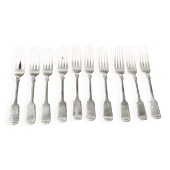Set of 12 antique Nevada Silver D&A forks