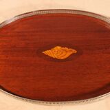 19th century silver-plated metal and mahogany tray