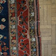 Antique handmade Persian Qashqai nomadic rug – blue background 94x112cm