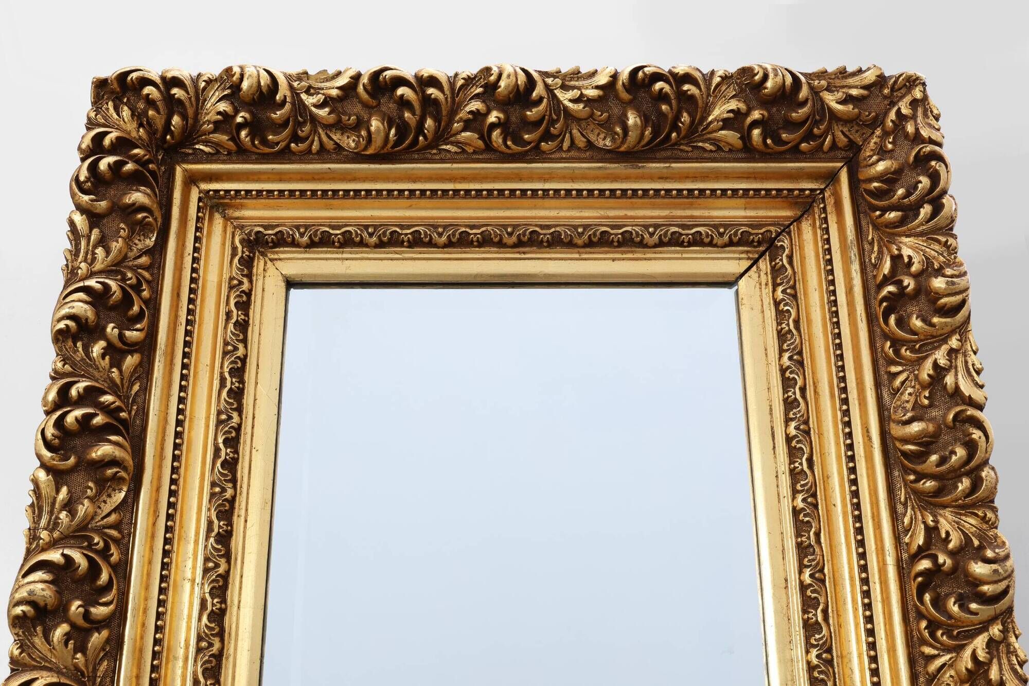 Baroque style giltwood mirror with acanthus carvings, France ca. 1880