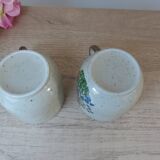 Set of two Mugs in Speckled Stoneware Small Wild Flowers Bohemian Retro