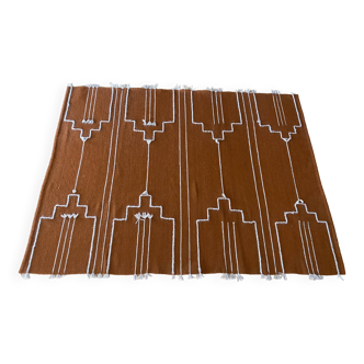 Tapis Kilim égyptien en laine couleur terracotta