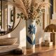 Large vintage ceramic vase – blue floral decoration