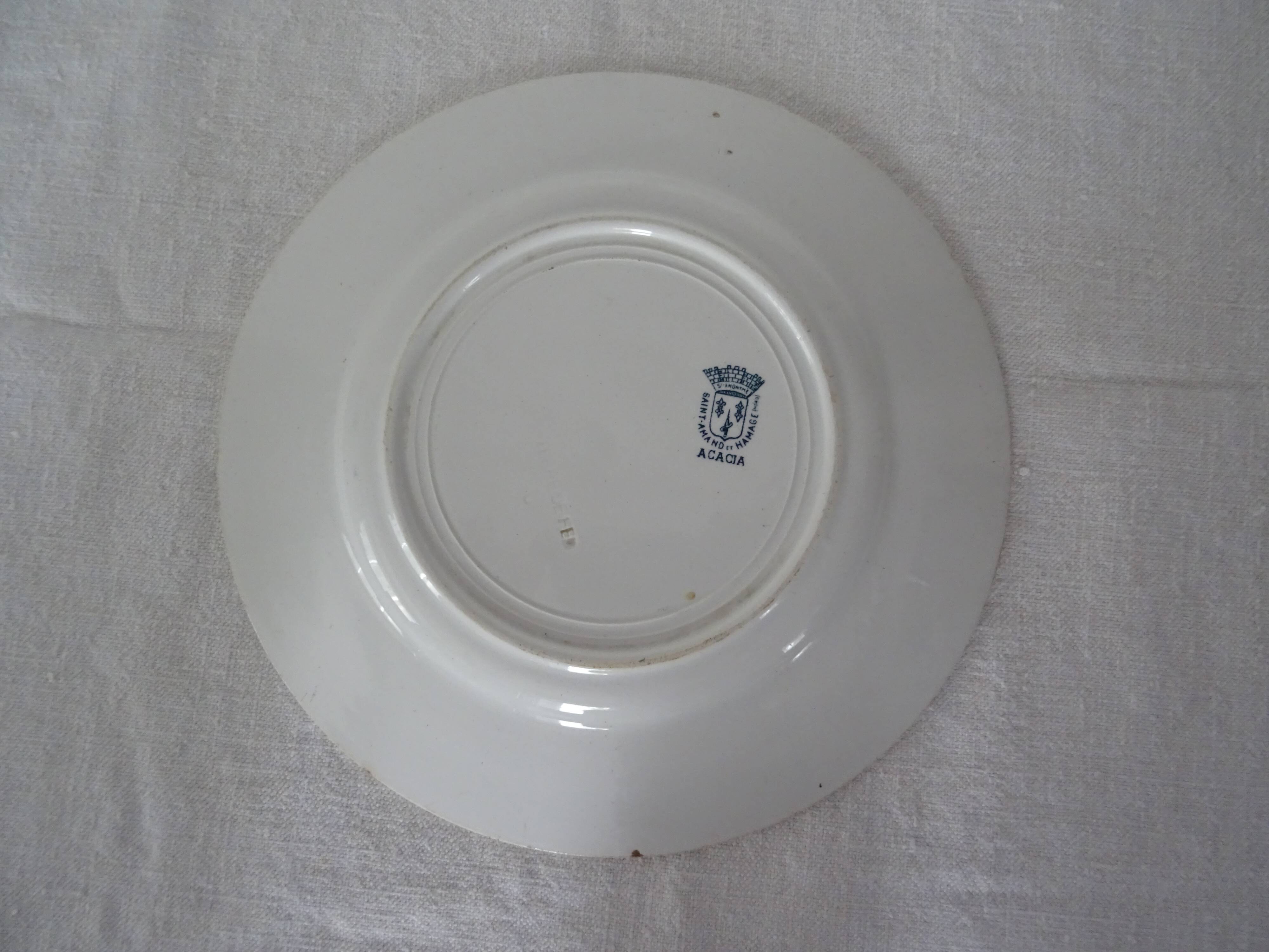 PLATE Saint Amand hamage faience old flowers ACACIA 299112