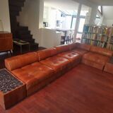 Canape modulaire DE SEDE DS88 cuir patchwork cognac