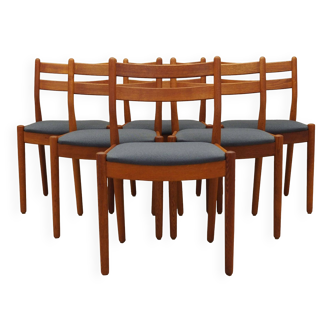 Ensemble de six chaises en teck, design danois, années 1970, designer : Poul M. Volther