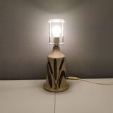 Large ceramic table lamp in beige with "straw" motifs