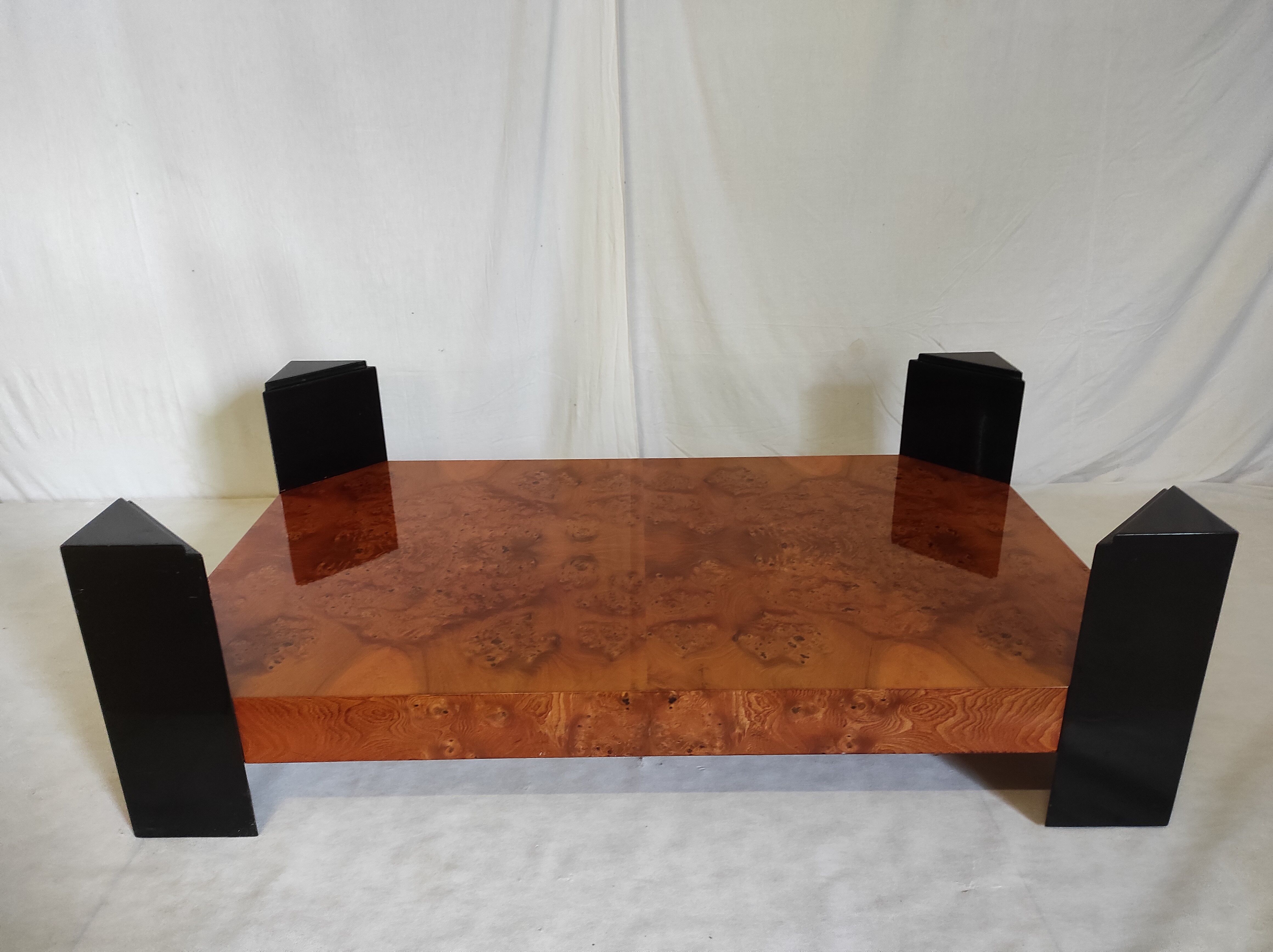 Elm magnifying glass low table circa 1980