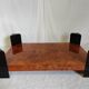 Table basse en placage de loupe d'orme circa 1980