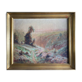 HST painting "Creuse Valley with shepherd" signed LV Pons 19th century