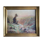 Tableau HST "Vallée de la Creuse avec bergere" signé L. V. Pons XIX° siècle
