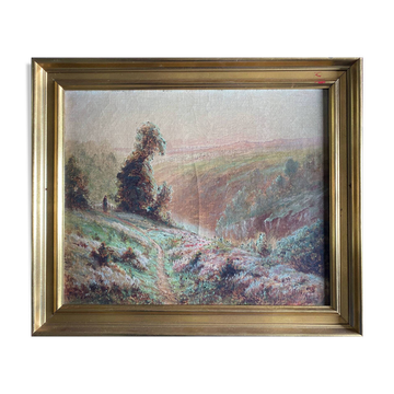 HST painting "Creuse Valley with shepherd" signed LV Pons 19th century