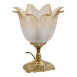 Brass tulip globe lamp