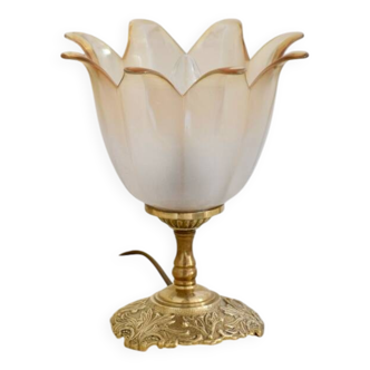 Brass tulip globe lamp