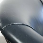Set of dark blue cow leather club armchairs with a unique design
