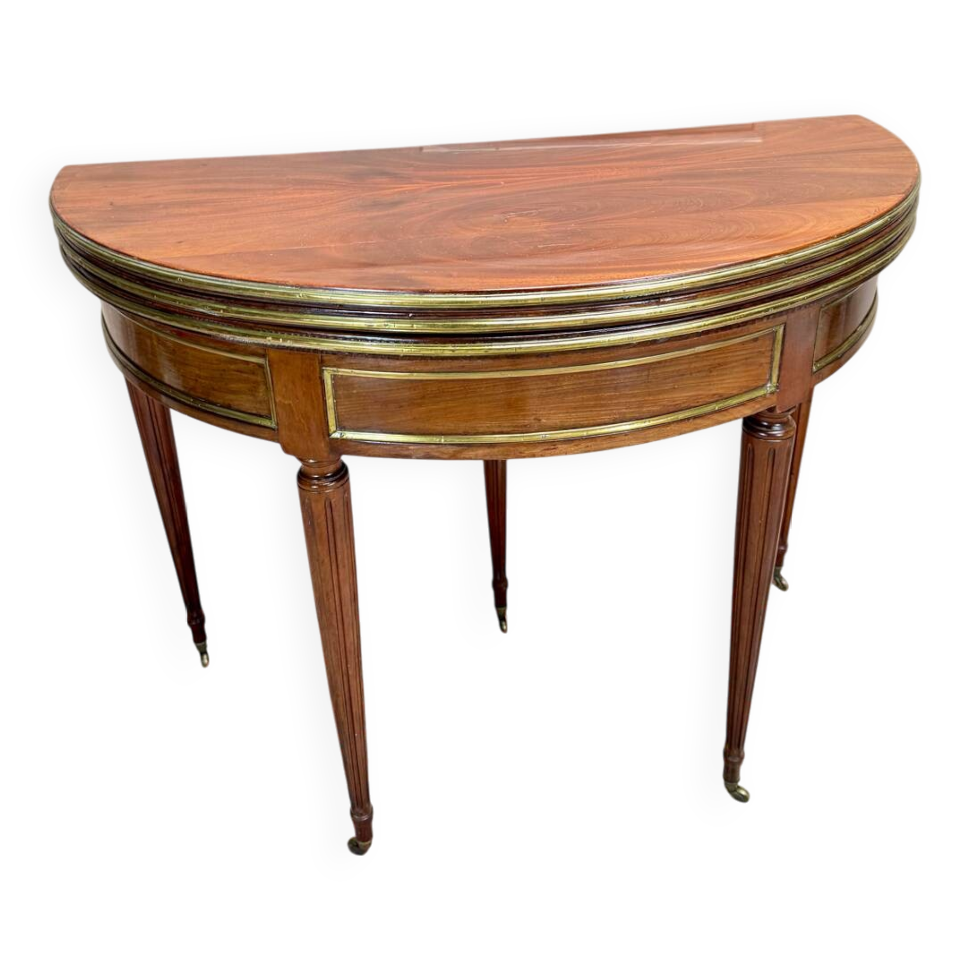 Louis XVI Style Mahogany Half Moon Table, 19th Century