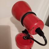 70's red lacquered metal wall spotlight