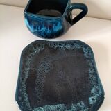 Vallauris style square cup and saucer
