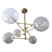 Brass & Borosilicate Glass Suspension "RD15 6 ARMS" design Schwung