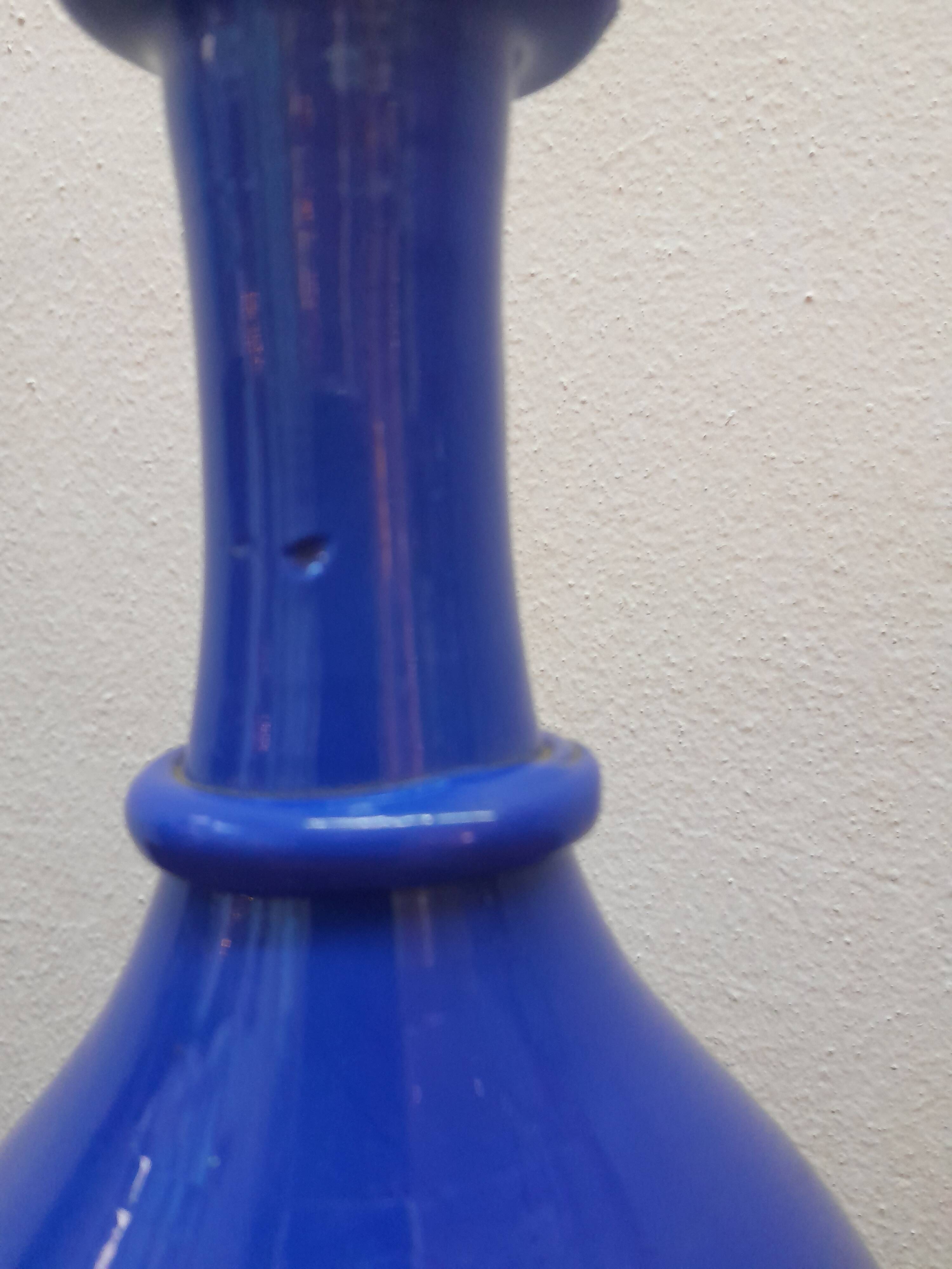 Vintage cobalt blue opaline carafe