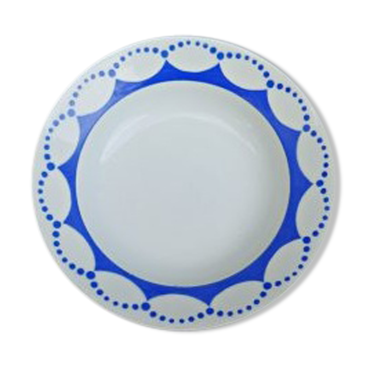 Deep dish blue and white signed St. Amand