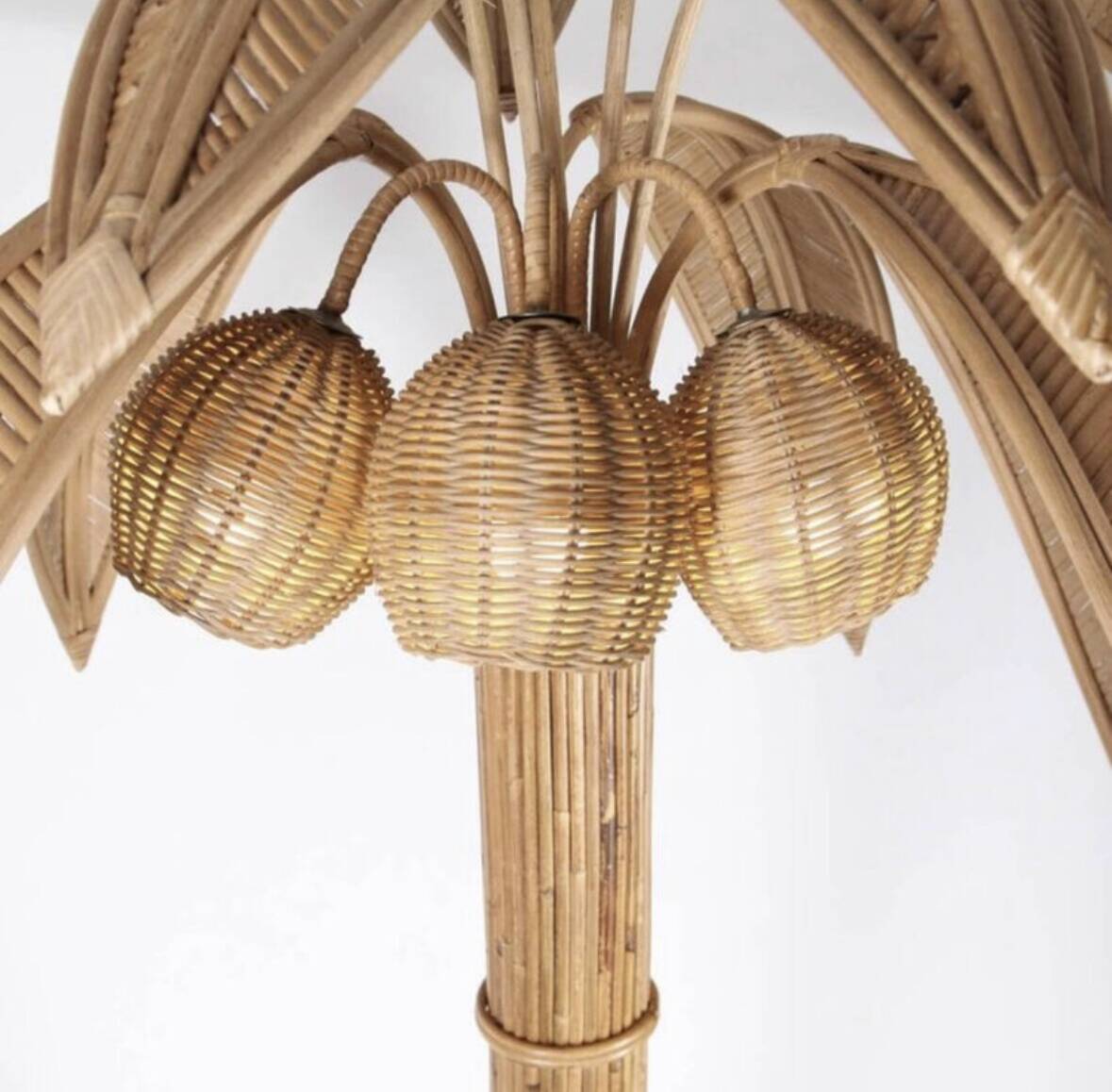 Rattan "coconut/palm" floor lamp