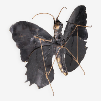 “Butterfly” coffee table in gilded and patinated brass circa 1970