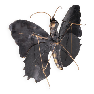 “Butterfly” coffee table in gilded and patinated brass circa 1970