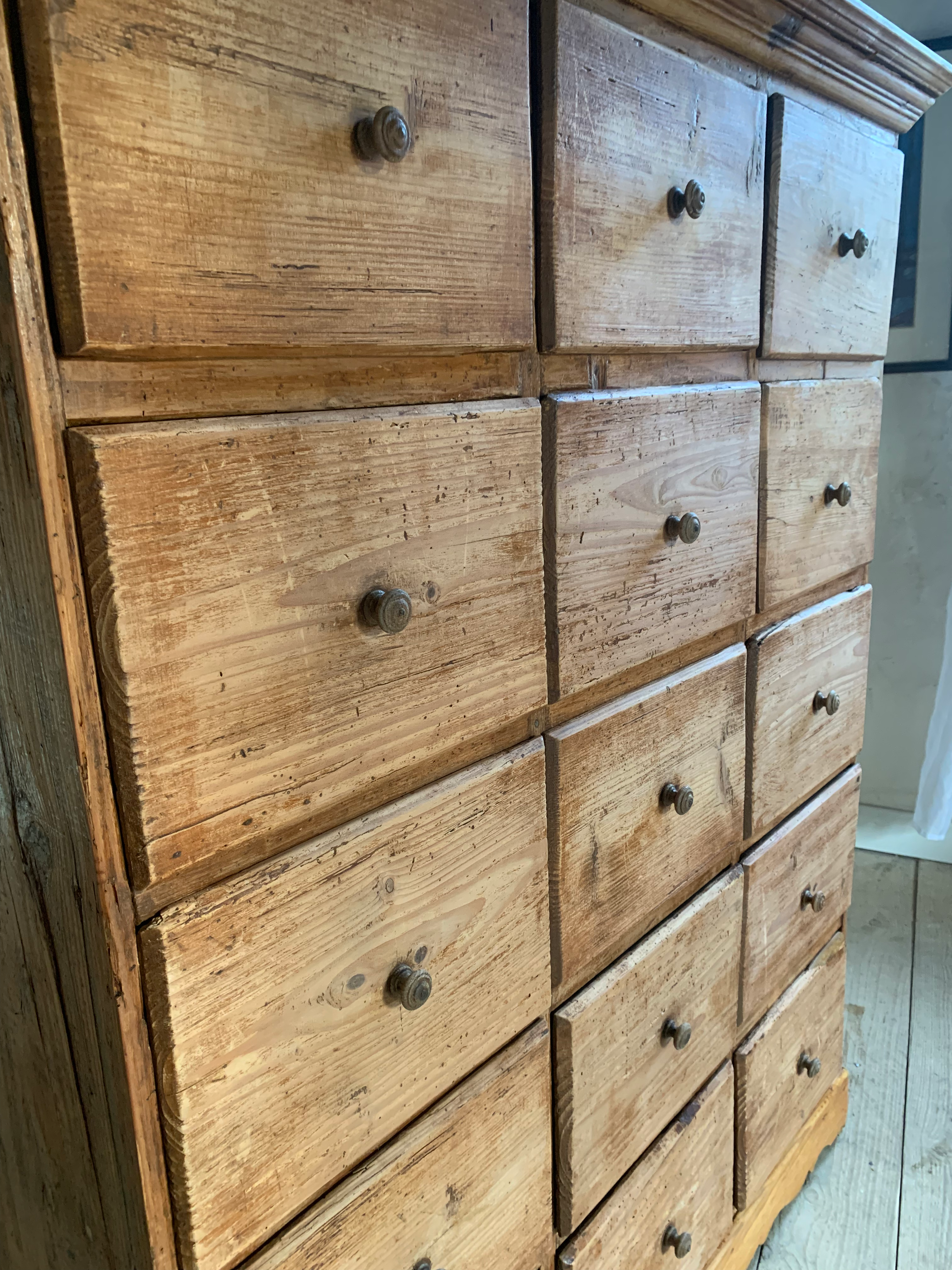 Vintage workshop haberdashery chest of drawers