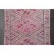 Vintage Turkish Oushak handmade wool cotton pink runner rug 82x346