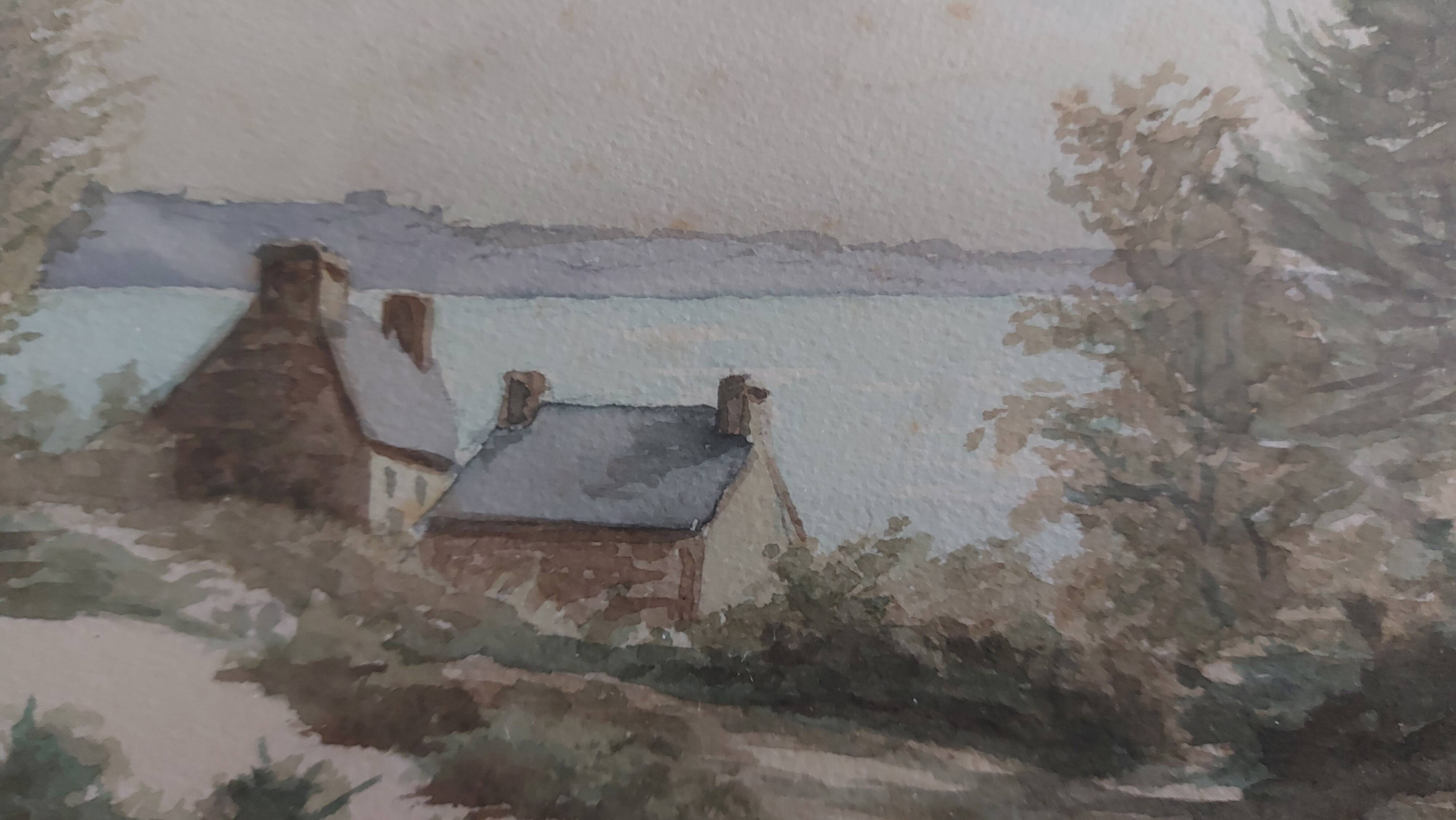 Watercolor framed and under glass signed B.Lavenan Breton Painter Made In France