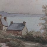 Watercolor framed and under glass signed B.Lavenan Breton Painter Made In France