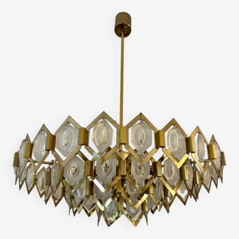 Midcentury chandelier with glass drops