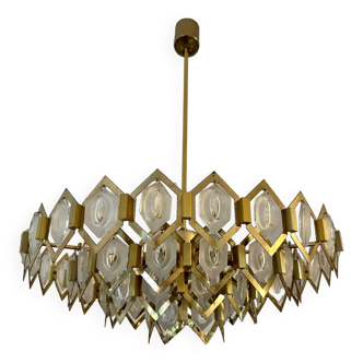 Midcentury chandelier with glass drops