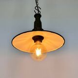 Industrial Petrol Enamel Military Pendant Lamp with Cast Aluminium Top, 1960s