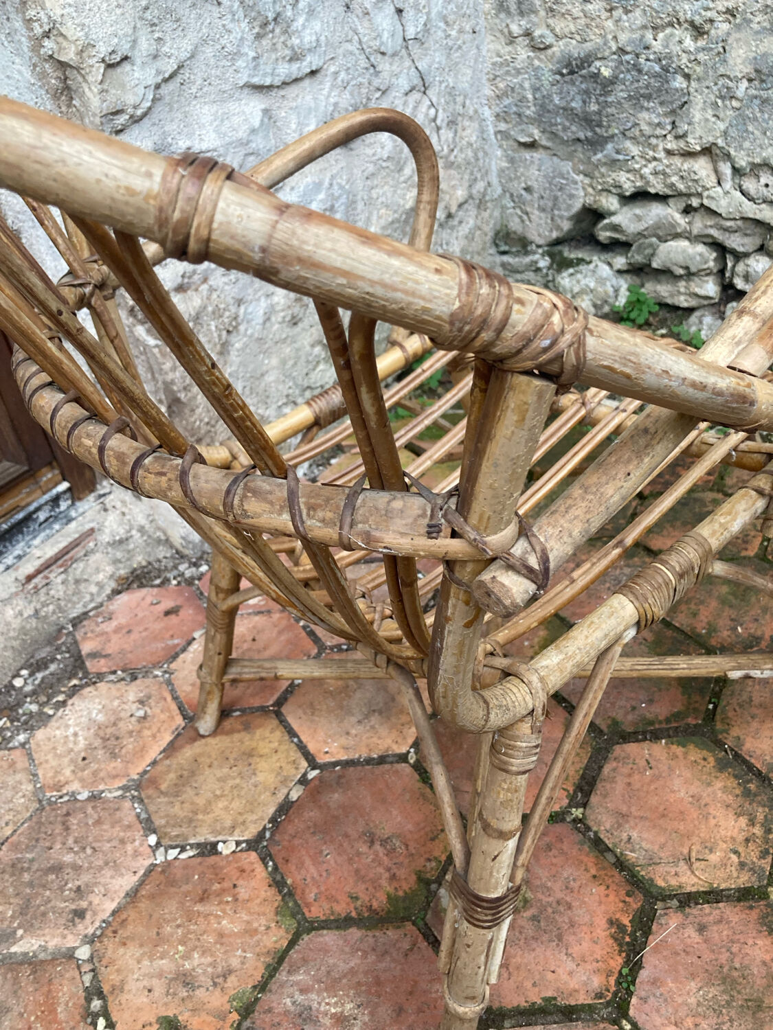 Pair of vintage rattan armchairs