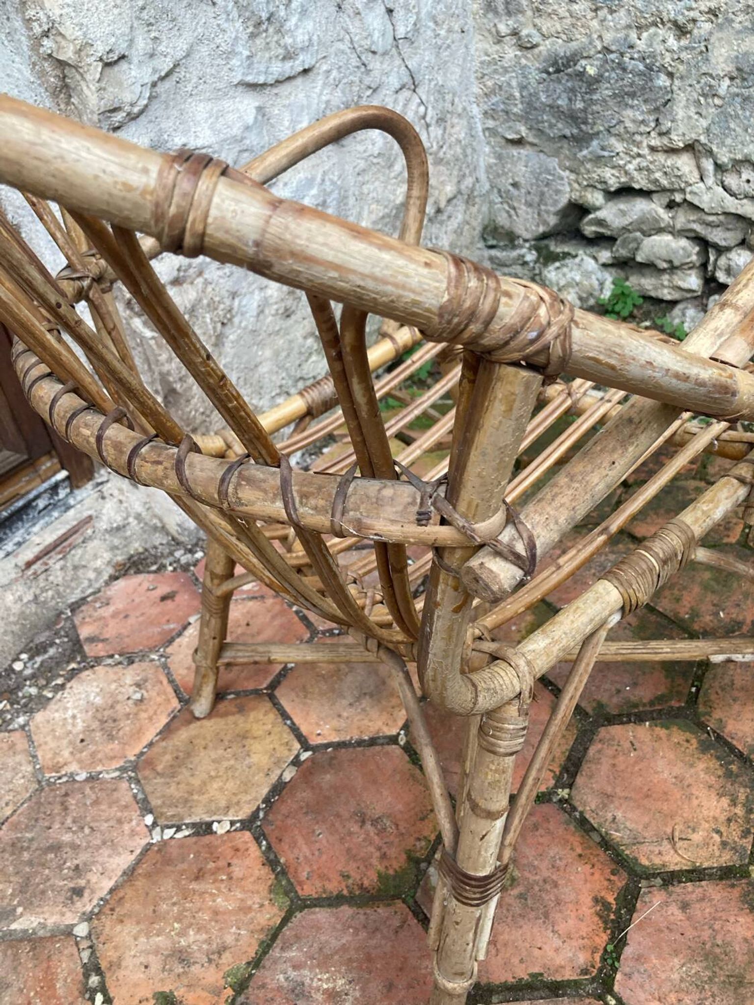 Pair of vintage rattan armchairs