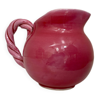 Small old pink ceramic pitcher or milk jug from Vallauris
