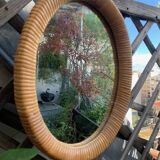 Miroir en rotin vintage