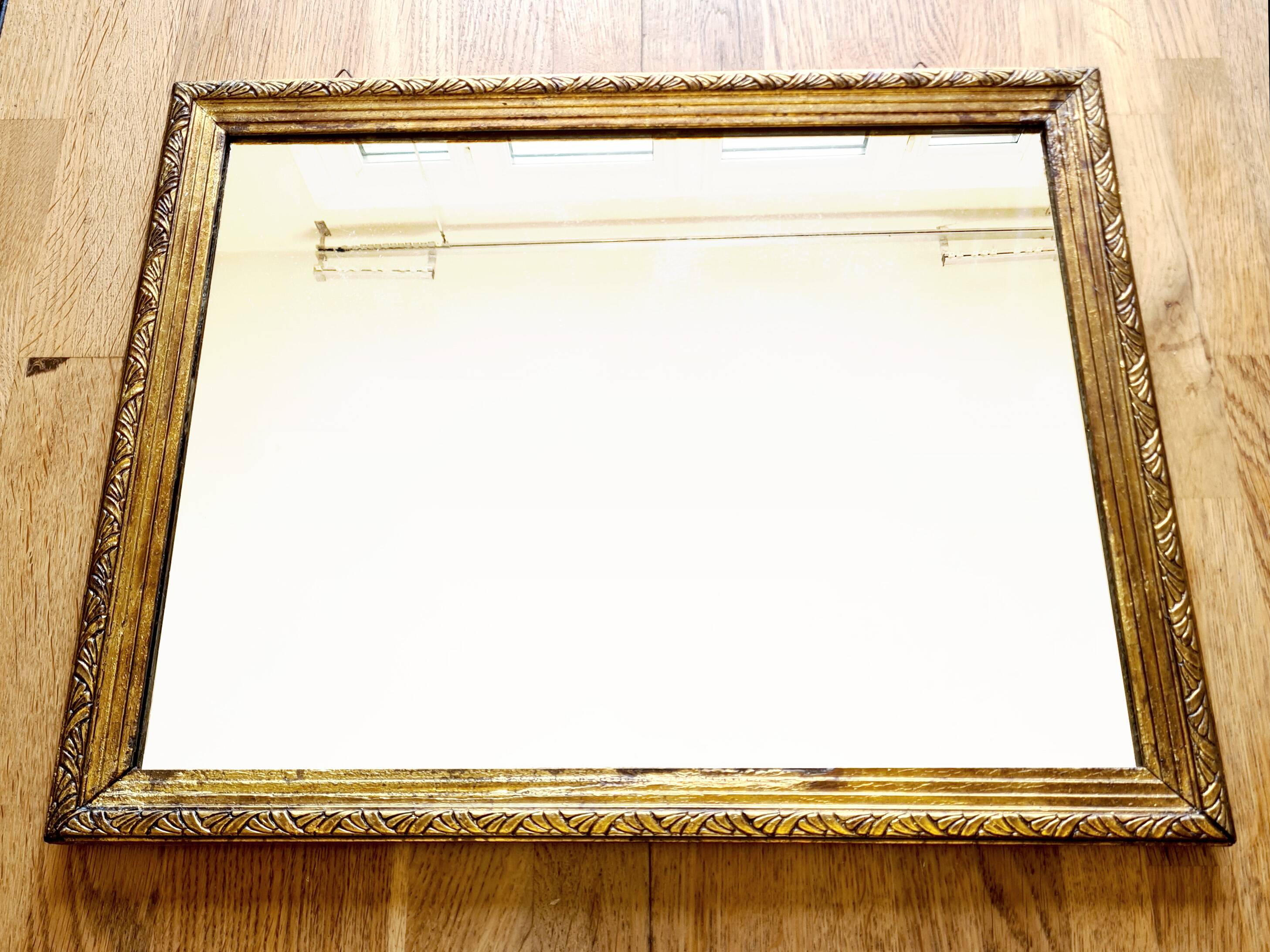 Art Deco mirror gilded with gold leaf – landscape format 47x37 cm