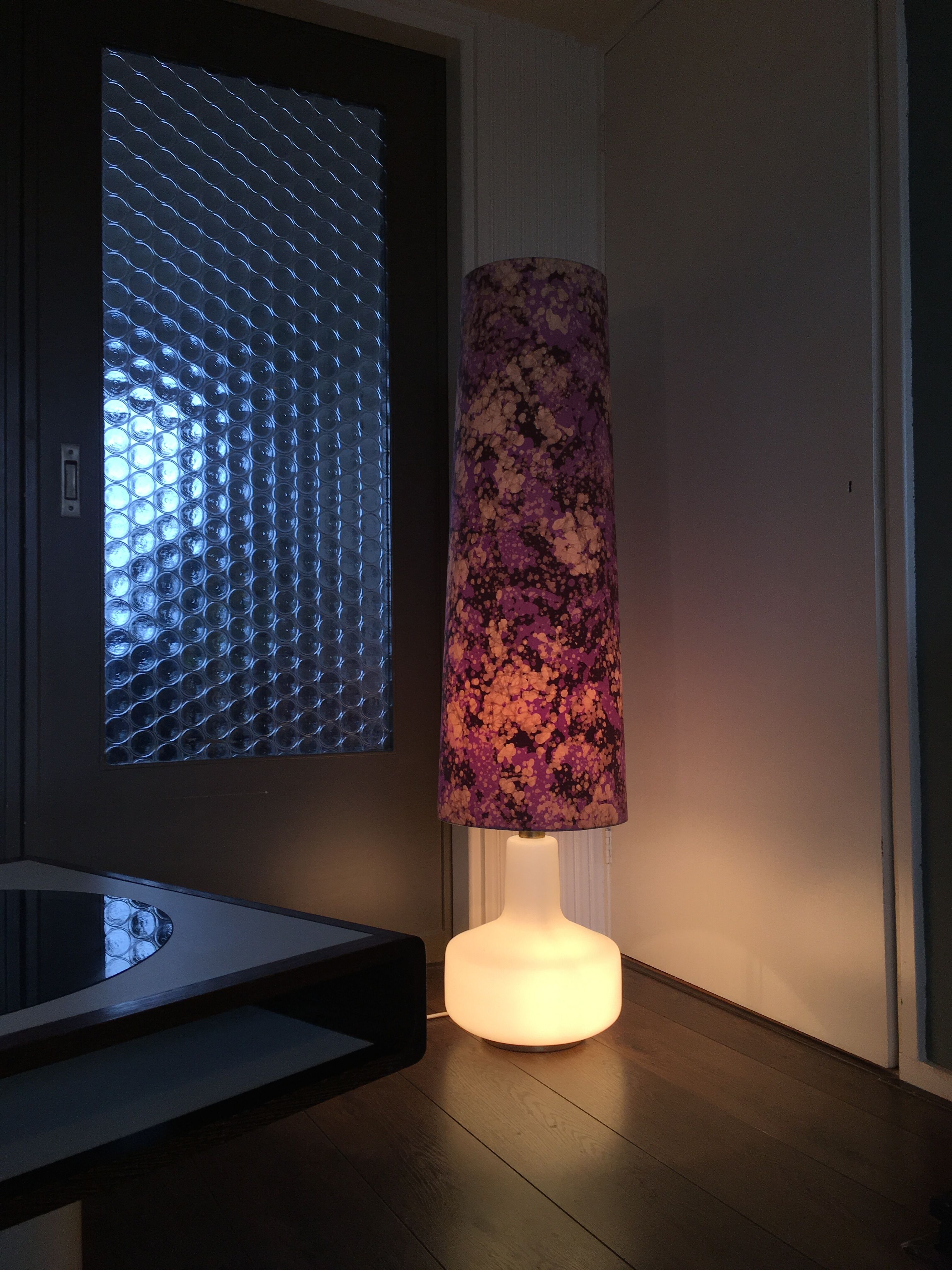 Mid-Century Pink & White Glass Floor Lamp