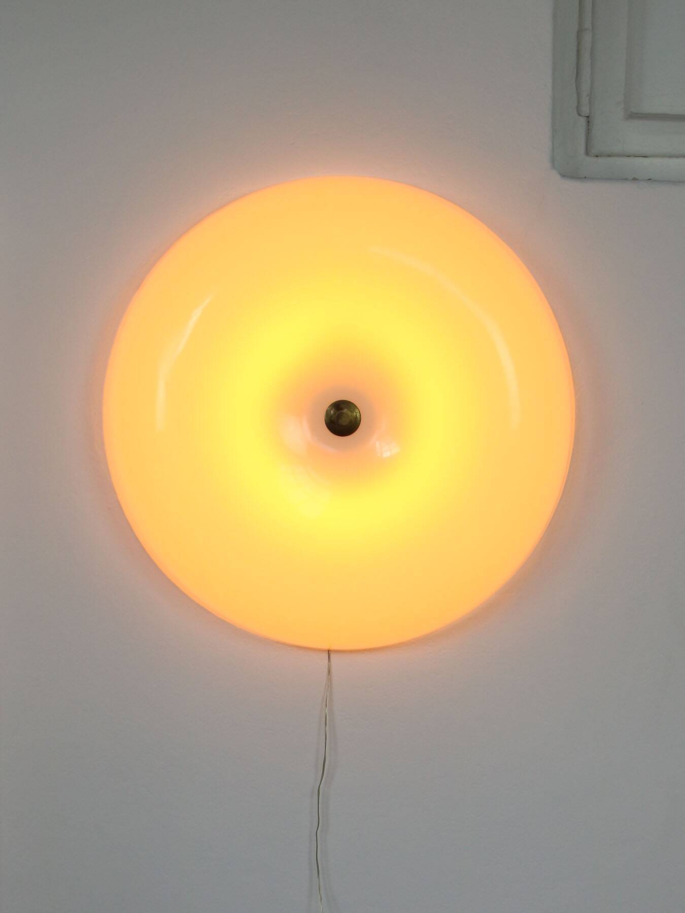 Large Mid Century Modern Italian Plexiglass and Brass Wall Lamp