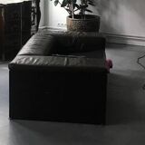 Italian design black leather sofa Cini Boeri 'Brigadier' for Knoll 1980s