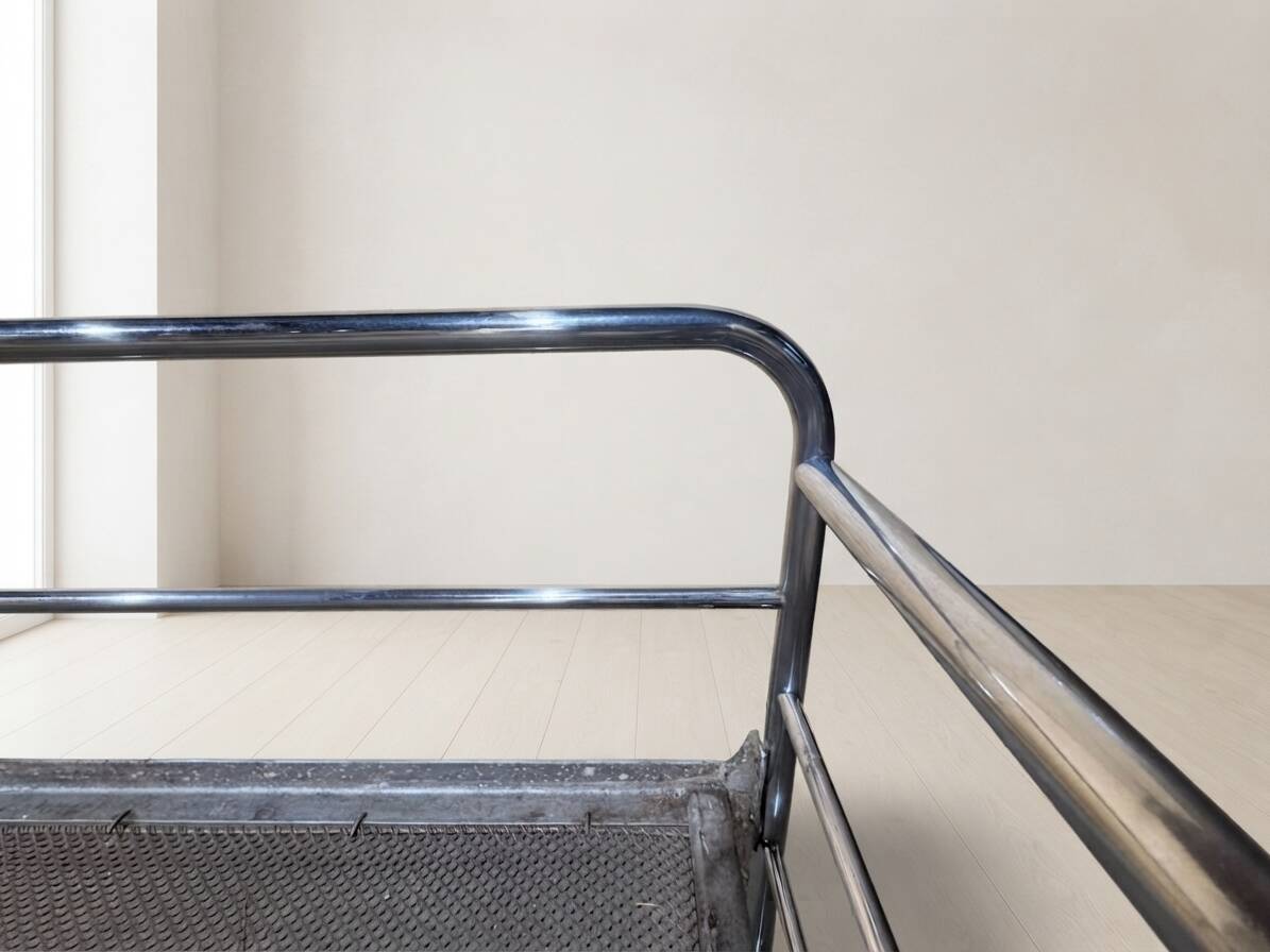 Vintage chrome tubular steel daybed frame, mid-20th century, Czechoslovakia, 190 × 86 × 67 cm